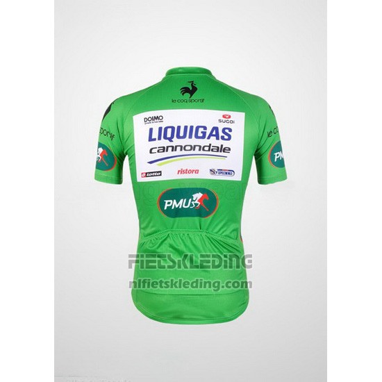 2012 Fietskleding Liquigas Cannondale Wit en Groen Korte Mouwen en Koersbroek